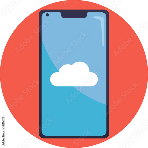 A cloud server symbol with a mobile device, representing remote data access and cloud storage on the go.