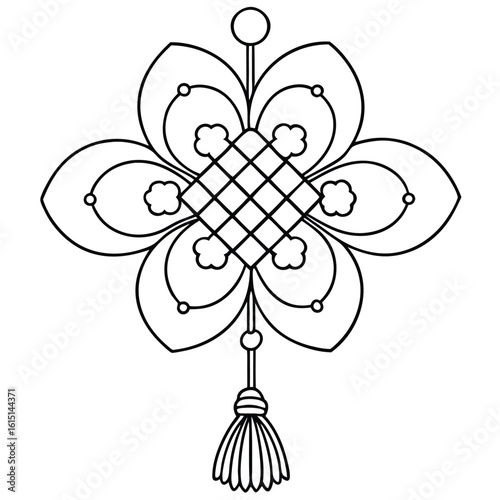 Stylized floral ornament with tassel Raksha Bandhan
