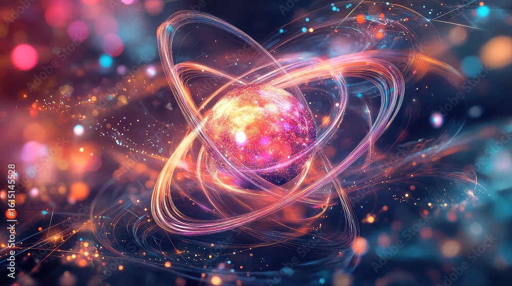 Fototapeta premium electron spiraling atom