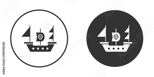 Pirate ship icon, symbol, Vector pictogram. Simple element illustration.