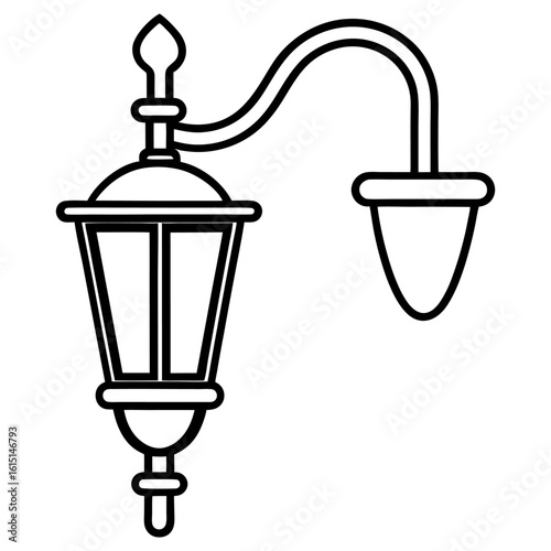 An illustration of an antique outdoor wallmounted lantern
