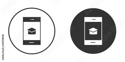 Mobile learning icon, symbol, Vector pictogram. Simple element illustration.