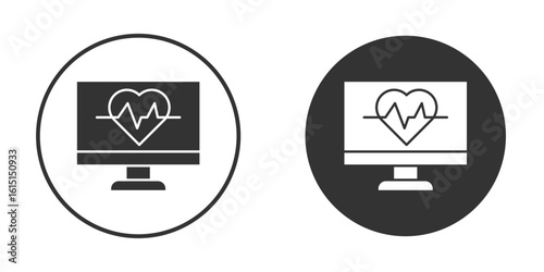 Heart rate monitor icon, symbol, Vector pictogram. Simple element illustration.