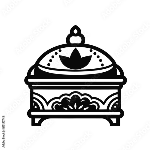 Indian curry spice box line art illustration