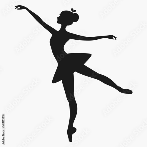 Vector art of a graceful ballerina in a silhouette pose performing a ballet dance