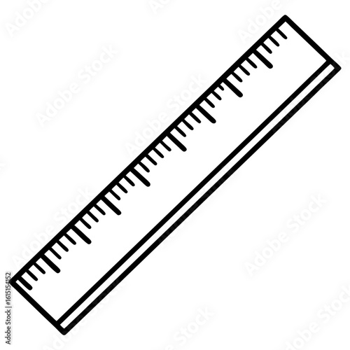 A simple ruler with measurement markings isolated on a white background