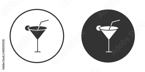 Cocktail icon, symbol, Vector pictogram. Simple element illustration.