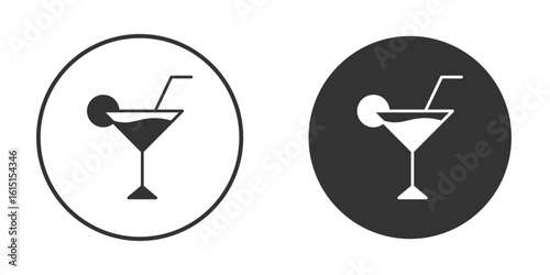 Cocktail icon, symbol, Vector pictogram. Simple element illustration.