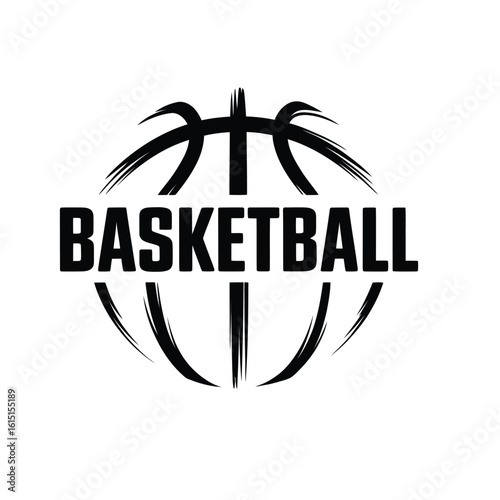 Basketball Vector, basketball Logo, Abstract grunge basketball graphic with the word basketball in a bold distressed font silhouette