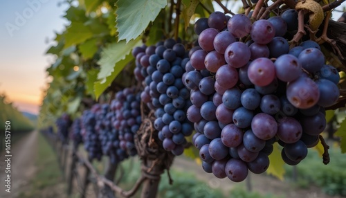 Wallpaper Mural Abundant Purple Grapes on Vine at Sunset Vineyard Torontodigital.ca