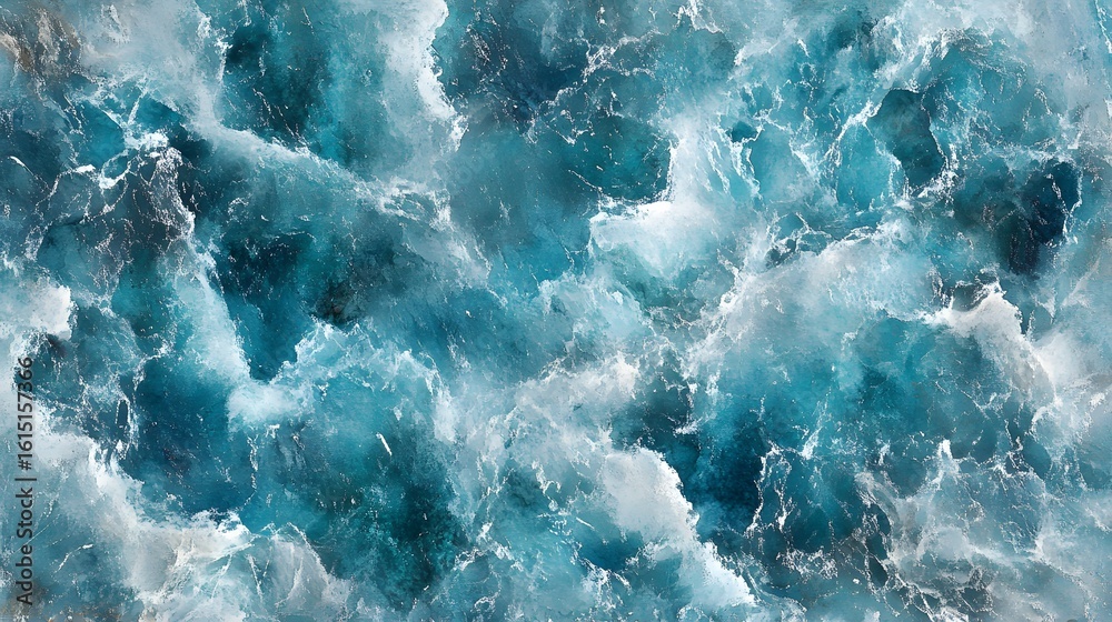Obraz premium Abstract texture of turquoise and white ocean waves.