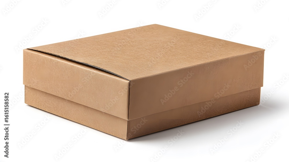 Folded flat cardboard box ready for assembly on a white background Folded flat cardboard box ready for assembly on a white background