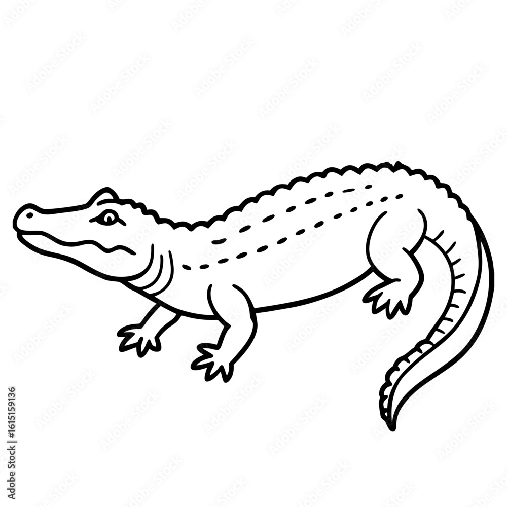 Fototapeta premium A line drawing of an alligator isolated on a white background