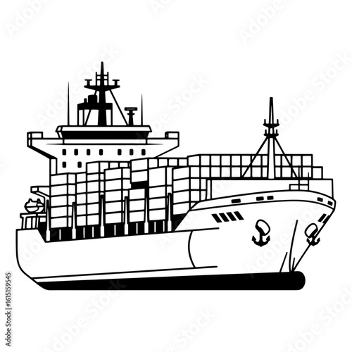 Modern cargo ship sailing across ocean, delivering goods worldwide for global commerce and transportation
