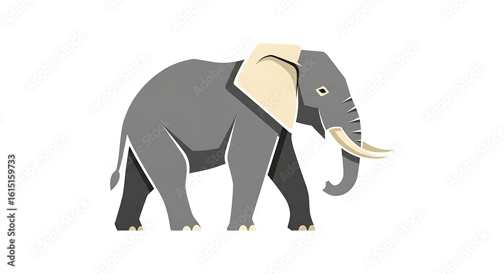 Fototapeta premium Isolated cartoon elephant vector graphic for animal conservation and wildlife art