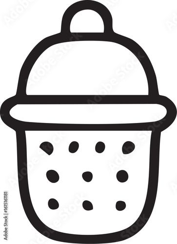 Simple Line Art Tea Infuser Icon.