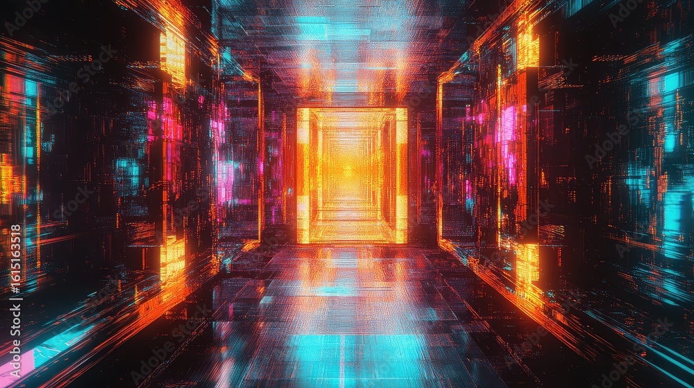 Obraz premium distortion glitch-transitioning mirror