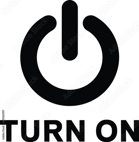Turn On Power Button Icon Vector, Transparent Background, Black and White Power Symbol, Start System Switch, Energy Control Graphic Element.