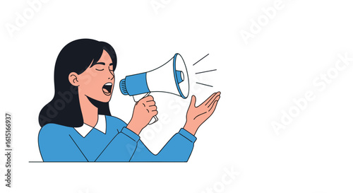 Announcing urgent news with a megaphone spreading important information loudly to a wide audience