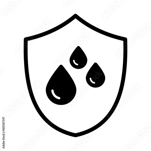 Waterproof icons. Water Proof. Collection of water resistant signs. Water protection, liquid proof protection. Shield with water drop. Anti wetting material, hydrophobic fabric, surface protection