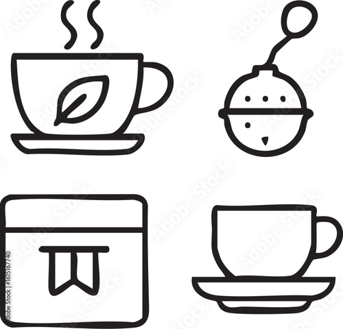 Tea Time Simple Tea Icons.