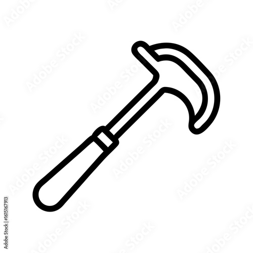 Crowbar tool with curved handle in simple line art design  