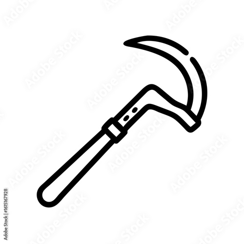 Icon of a crowbar with curved blade and wooden handle  