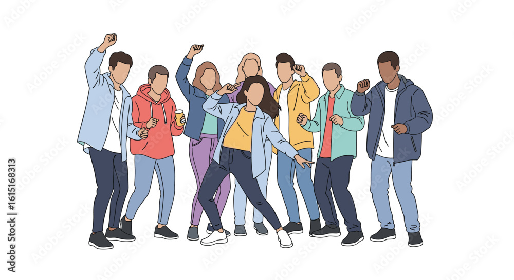 Obraz premium A diverse group of young people enjoying a lively dance celebration together