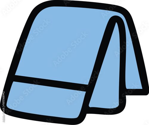 Vector illustration of a simple folded blue towel icon.