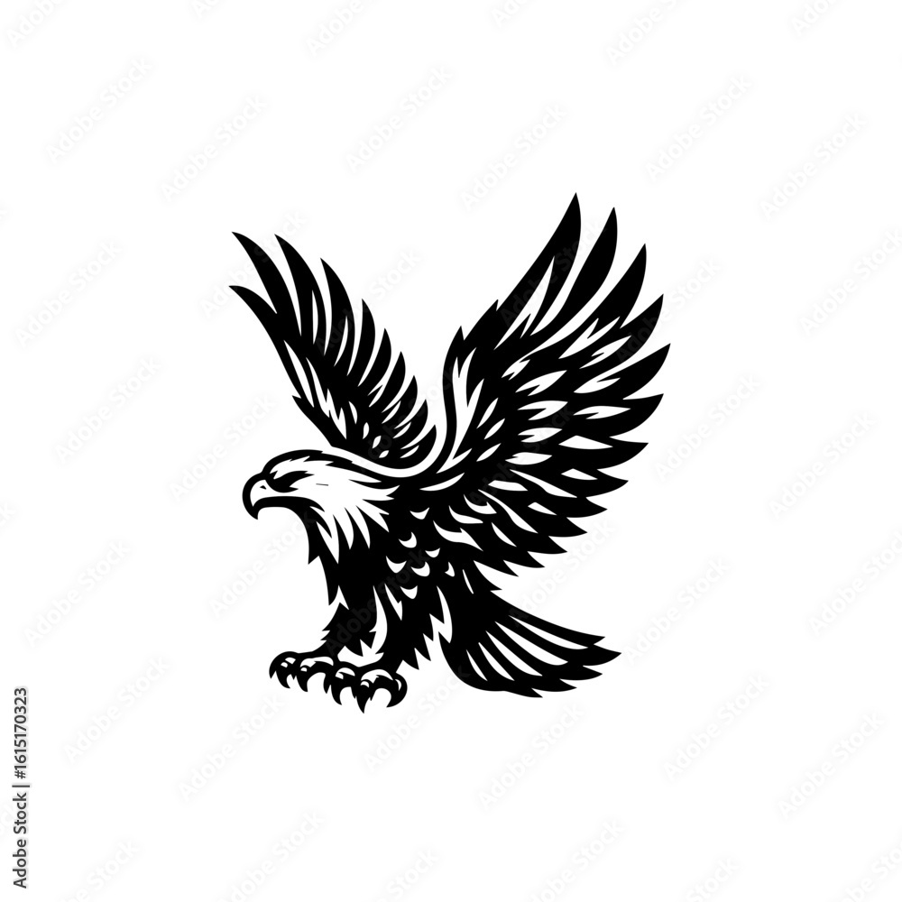 Fototapeta premium A powerful eagle with outstretched wings in a dynamic pose