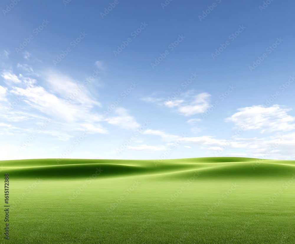 Fototapeta premium Green hills under a bright blue sky