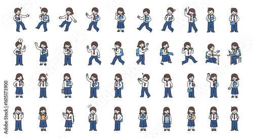 A collection of pixel art characters in various poses and actions for game development and animation projects