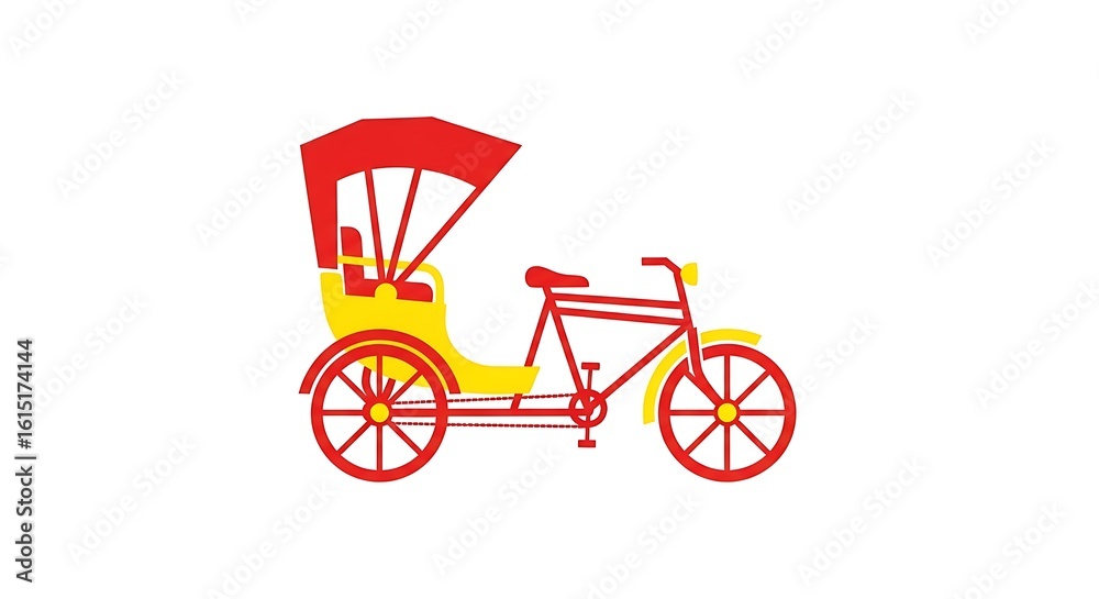 Fototapeta premium Illustration of rickshaw transportation vehicle bicycle travel asia asian tricycle design