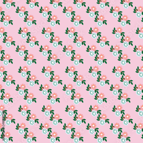 Floral pattern of small flowers and leaves for fabric	
