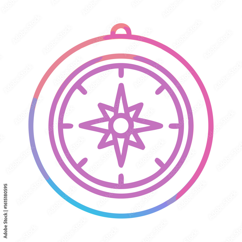 Colorful compass icon in modern flat design style  