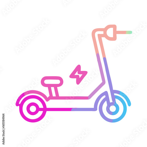 Electric scooter icon in gradient colors with charging symbol  