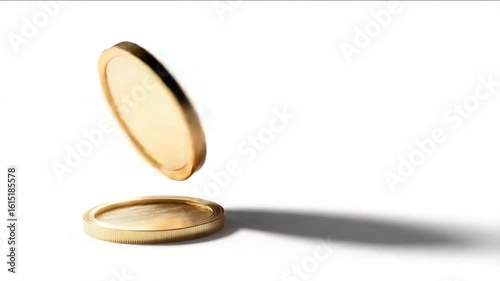 3D coin flipping in mid-air with shadow showing both risk and reward, concept of speculative investment,