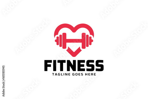 Heart dumbbell fitness logo health exercise