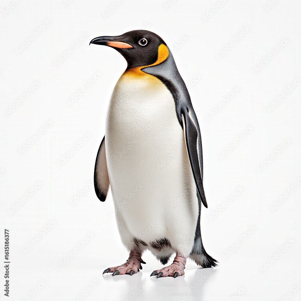 Fototapeta premium Emperor Penguin's Regal Pose: A majestic emperor penguin, a symbol of Antarctic majesty, stands proudly, captured with exquisite detail, its sleek plumage a testament to nature's artistry.