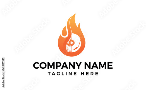 Modern Fire Flame Music Notes for Hot Song Logo Design