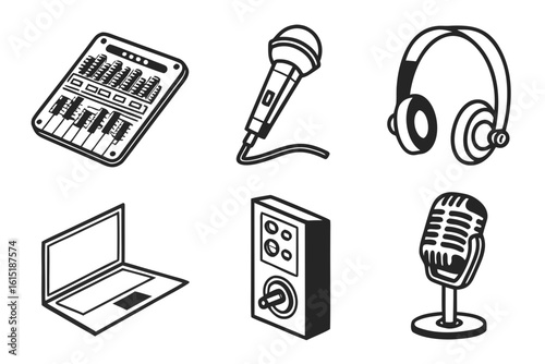 Collection of Music and Audio Equipment Icons.