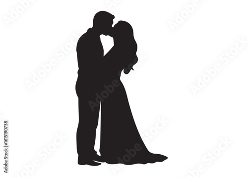 romantic couples logo silhouette vector illustration, wedding couple silhouette vector logo, beautiful romantic couples pose logo vector silhouette on white background,  