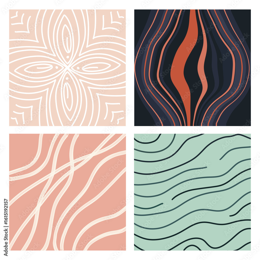 Fototapeta premium Abstract Organic Lines and Shapes Background Set.