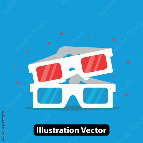 Two pairs of retro 3D anaglyph glasses for a cinematic movie viewing experience vector