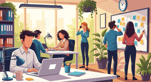 Modern office workers collaborating, perfect for website banners or business brochures.