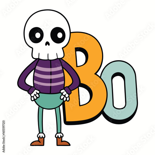 Friendly Skeleton Leaning Casually Against a Wall