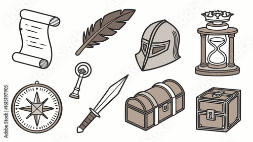 Antique and History Icon Set – Vector Icons for Cultural Heritage, Museums, and Historical Elements