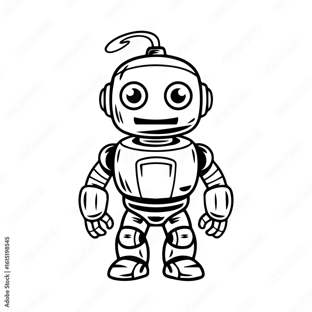 Obraz premium Vector illustration of a Robot isolated on white