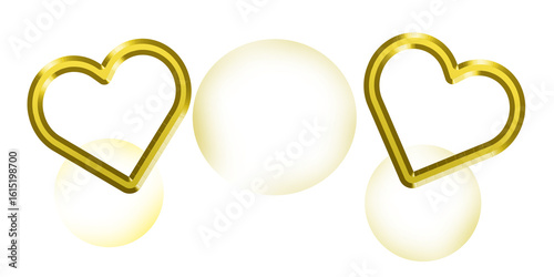 Gold heart and soap bubbles on transparent background