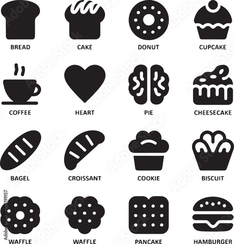 Fast Food Icons Set – Burger, Pizza, Fries, Soda, Ice Cream, Donut Vector Pack